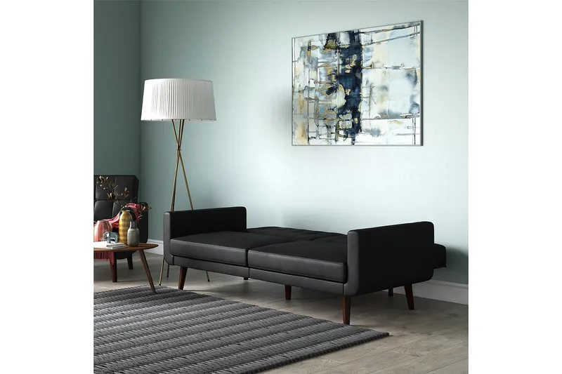Nola 3-seters Sovesofa Kunstlær/Svart - Dorel Home - Møbler - Sofaer - Sovesofaer - Langsgående sovesofa