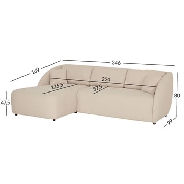Norrby 3-seter Venstrevendt Sovesofa 142.5x224 cm i Stoff - Beige - Møbler - Sofaer - Sovesofaer