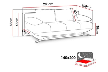 Oils Sovesofa 200x100x85 cm - Møbler - Sofaer - Sovesofaer