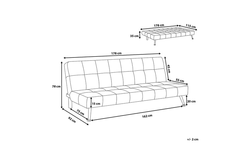 Olsker Sovesofa 178 cm - Grå - Sovesofaer - 3 seters sovesofa