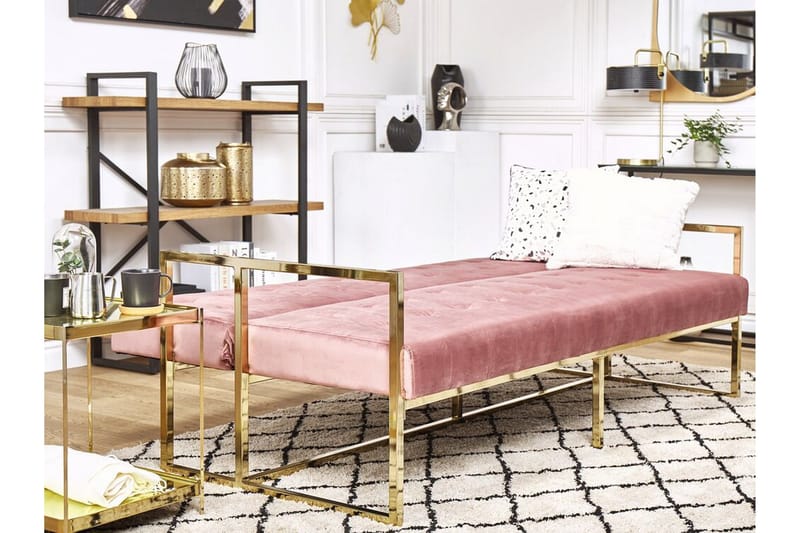 Ordsbo 3-seter Sovesofa - Fløyel / Rosa - Møbler - Sofaer - Sovesofaer