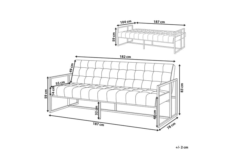 Ordsbo 3-seter Sovesofa - Fløyel/Marineblå - Sovesofaer - 3 seters sovesofa