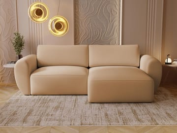 Osvar 3-seters sovesofa med sjeselong til høyre og oppbevaring - Mørk beige - Møbler - Sofaer - Sovesofaer