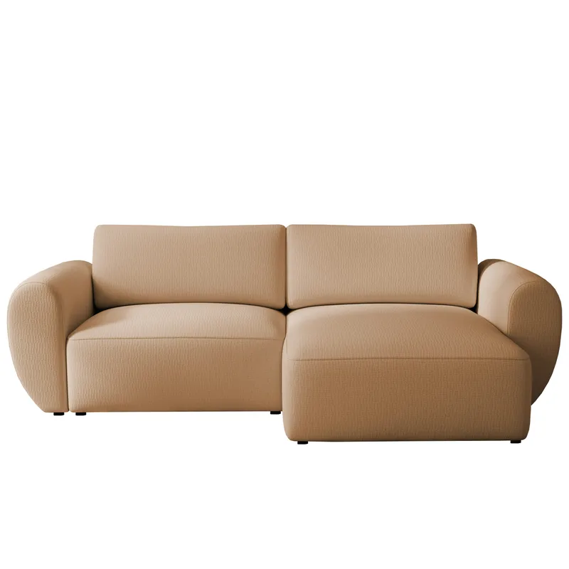 Osvar 3-seters sovesofa med sjeselong til høyre og oppbevaring, Mørk beige