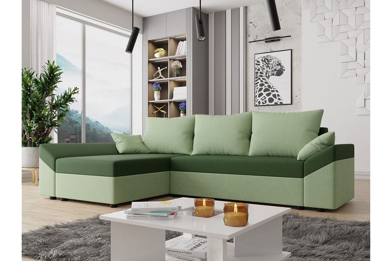 Ovadia 4-seters Sovesofa Høyre - Grønn - Møbler - Sofaer - Sovesofaer