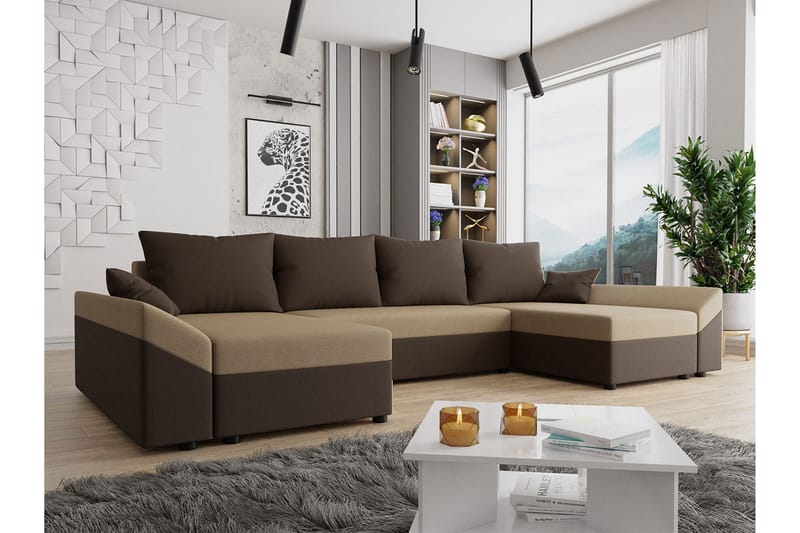 Ovadia 5-seters Sovesofa - Brun/Beige - Sovesofaer - Sovesofa divan - Fløyel sofaer