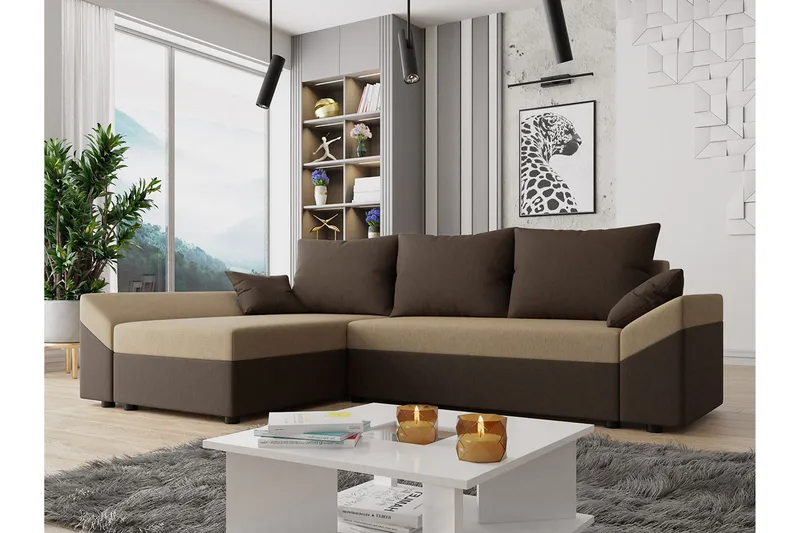 Ovadia 5-seters Sovesofa - Brun/Beige - Møbler - Sofaer - Sovesofaer