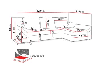Ovadia 5-seters Sovesofa - Rød / Svart - Møbler - Sofaer - Sovesofaer