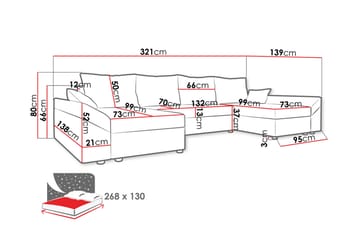 Ovadia 5-seters Sovesofa - Rød/Svart - Møbler - Sofaer - Sovesofaer