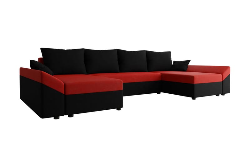 Ovadia 5-seters Sovesofa - Svart/Rød - Møbler - Sofaer - Sovesofaer