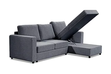 Paris Sovesofa 3-seter med Divan Vendbar - Grå - Møbler - Sofaer - Sovesofaer