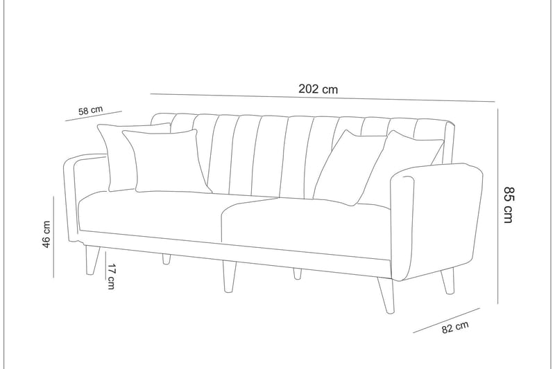 Pattyn Sovesofa 3-seter - Grå - Sovesofaer - 3 seters sovesofa