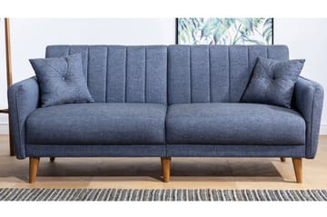 Pattyn Sovesofa i Stoff med Trebein - Blå - Møbler - Sofaer - Sovesofaer