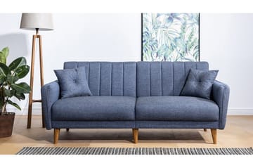 Pattyn Sovesofa i Stoff med Trebein - Blå - Møbler - Sofaer - Sovesofaer