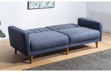 Pattyn Sovesofa i Stoff med Trebein - Blå - Møbler - Sofaer - Sovesofaer