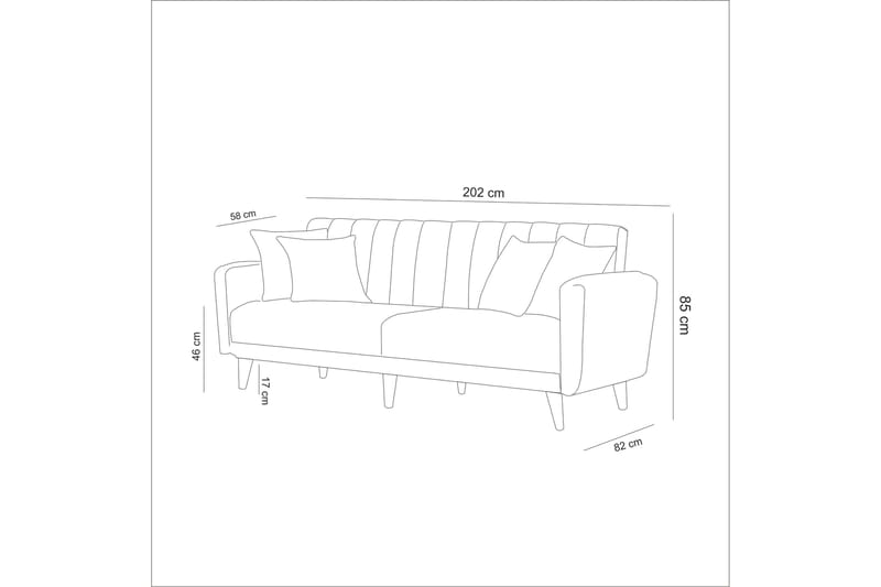 Pattyn Sovesofa i Stoff med Trebein - Blå - Møbler - Sofaer - Sovesofaer