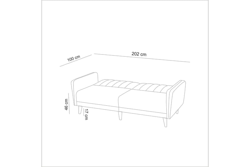 Pattyn Sovesofa i Stoff med Trebein - Blå - Møbler - Sofaer - Sovesofaer