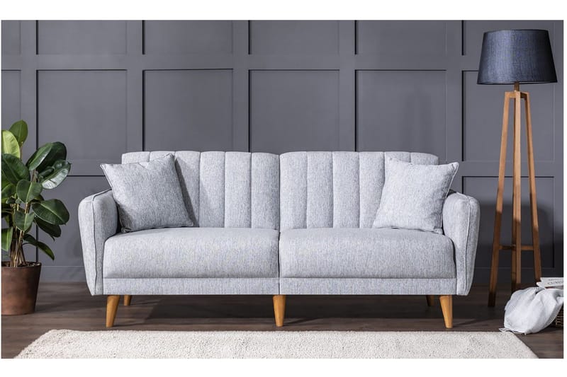 Pattyn Sovesofa i Stoff med Trebein - Grå - Møbler - Sofaer - Sovesofaer