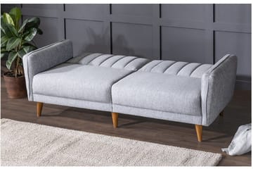 Pattyn Sovesofa i Stoff med Trebein - Grå - Møbler - Sofaer - Sovesofaer