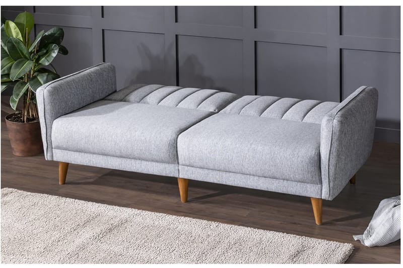 Pattyn Sovesofa i Stoff med Trebein - Grå - Møbler - Sofaer - Sovesofaer