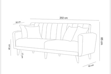 Pattyn Sovesofa i Stoff med Trebein - Grå - Møbler - Sofaer - Sovesofaer