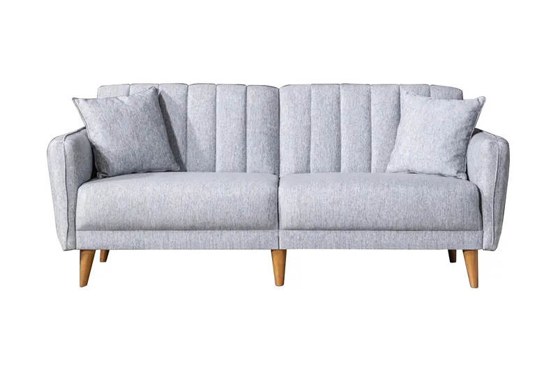 Pattyn Sovesofa i Stoff med Trebein, Grå