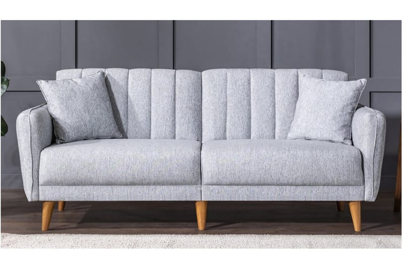 Pattyn Sovesofa i Stoff med Trebein - Grå - Møbler - Sofaer - Sovesofaer