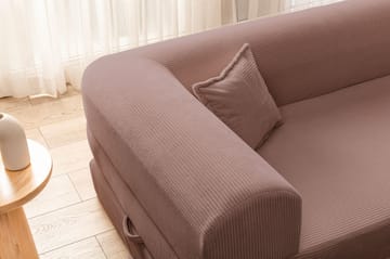 Pento L-formet Hjørnesovesofa 190x280 cm i Plysj og Tekstil - Rosa - Møbler - Sofaer - Sovesofaer