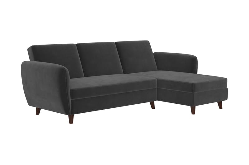 Perry 3-sits Divansovesofa Justerbar Fløyel/Grå/Tre - Novogratz - Møbler - Sofaer - Sovesofaer