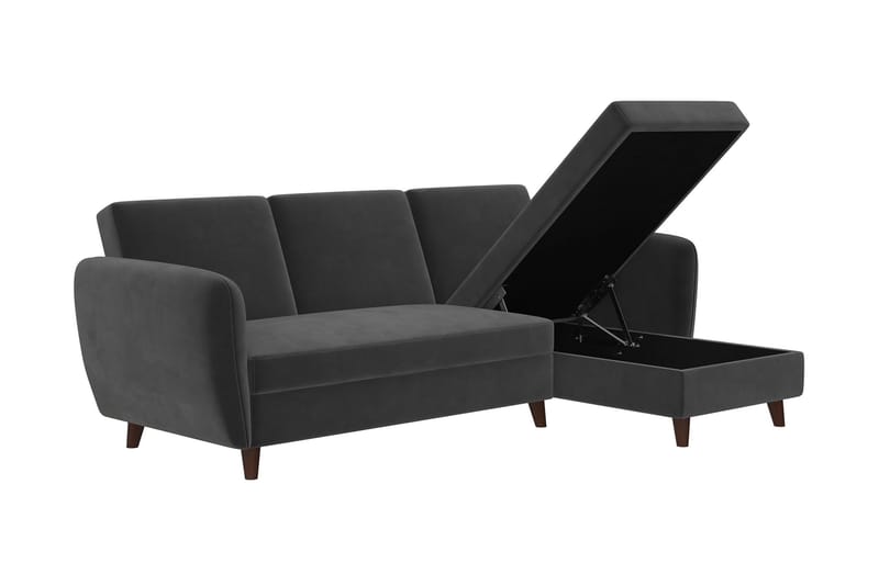 Perry 3-sits Divansovesofa Justerbar Fløyel/Grå/Tre - Novogratz - Møbler - Sofaer - Sovesofaer