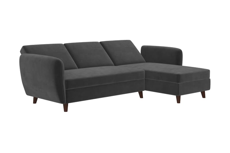 Perry 3-sits Divansovesofa Justerbar Fløyel/Grå/Tre - Novogratz - Møbler - Sofaer - Sovesofaer