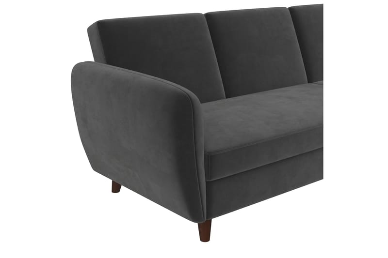 Perry 3-sits Divansovesofa Justerbar Fløyel/Grå/Tre - Novogratz - Møbler - Sofaer - Sovesofaer