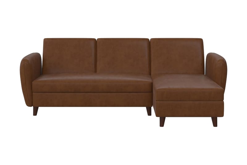 Perry 3-sits Divansovesofa Justerbar Kunstlær/Brun/Tre - Novogratz - Møbler - Sofaer - Sovesofaer
