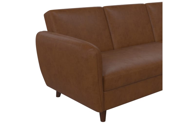Perry 3-sits Divansovesofa Justerbar Kunstlær/Brun/Tre - Novogratz - Møbler - Sofaer - Sovesofaer