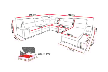 Perseo Divansovesofa 358x282x95 cm - Møbler - Sofaer - Sovesofaer
