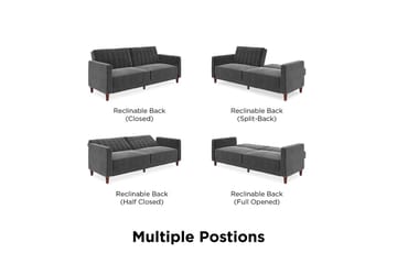 Pin Tufted 2-seters Sovesofa Fløyel/Grå - Dorel Home - Møbler - Sofaer - Sovesofaer