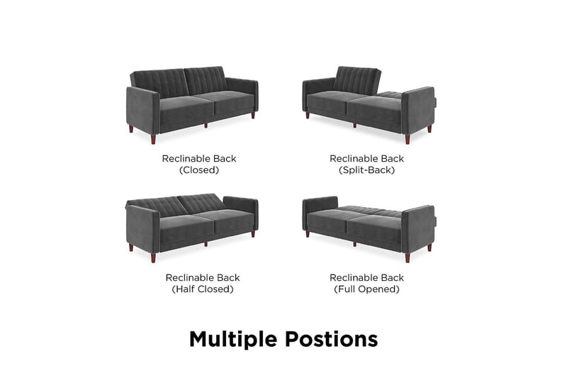 Pin Tufted 2-seters Sovesofa Fløyel/Grå - Dorel Home - Møbler - Sofaer - Sovesofaer