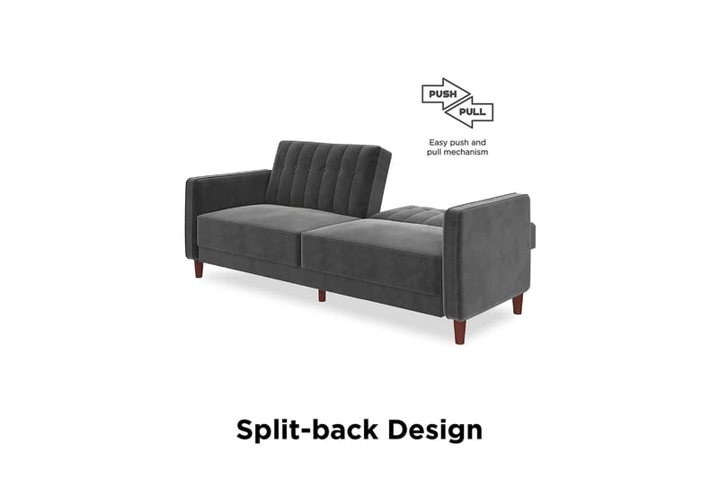 Pin Tufted 2-seters Sovesofa Fløyel/Grå - Dorel Home - Møbler - Sofaer - Sovesofaer