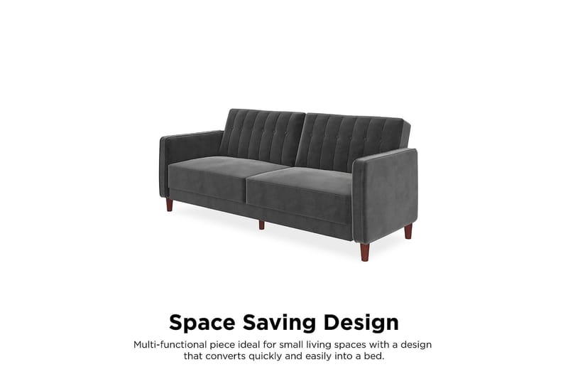 Pin Tufted 2-seters Sovesofa Fløyel/Grå - Dorel Home - Møbler - Sofaer - Sovesofaer