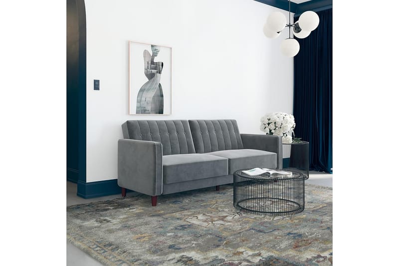 Pin Tufted 2-seters Sovesofa Fløyel/Grå - Dorel Home - Møbler - Sofaer - Sovesofaer