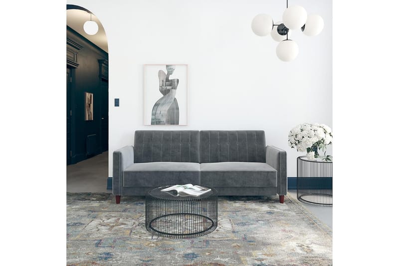Pin Tufted 2-seters Sovesofa Fløyel/Grå - Dorel Home - Møbler - Sofaer - Sovesofaer
