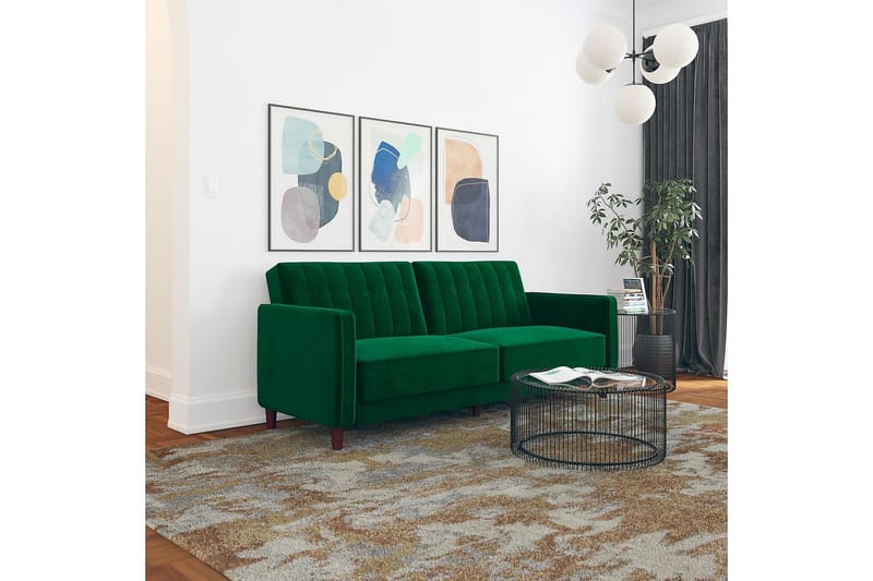 Pin Tufted 2-seters Sovesofa Fløyel/Grønn - Dorel Home - Møbler - Sofaer - Sovesofaer