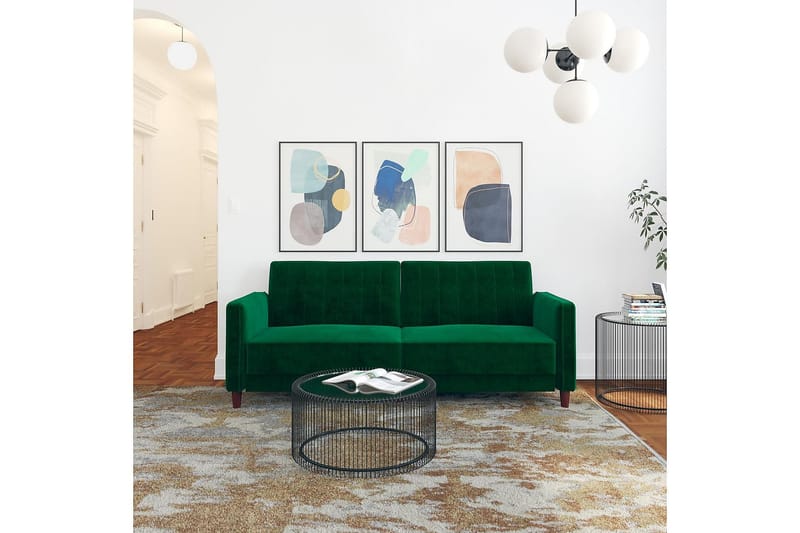 Pin Tufted 2-seters Sovesofa Fløyel/Grønn - Dorel Home - Møbler - Sofaer - Sovesofaer