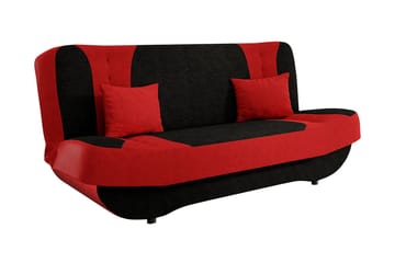 Pinto 3-seter Rektangulær Sovesofa i Stoff - Rød|Svart - Møbler - Sofaer - Sovesofaer