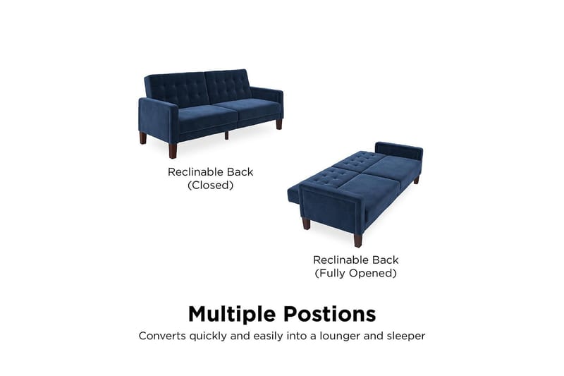 Porter 2-seters Sovesofa Fløyel/Blå - Dorel Home - Møbler - Sofaer - Sovesofaer - 2 seters sovesofa