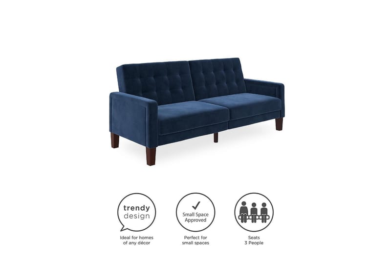 Porter 2-seters Sovesofa Fløyel/Blå - Dorel Home - Møbler - Sofaer - Sovesofaer - 2 seters sovesofa