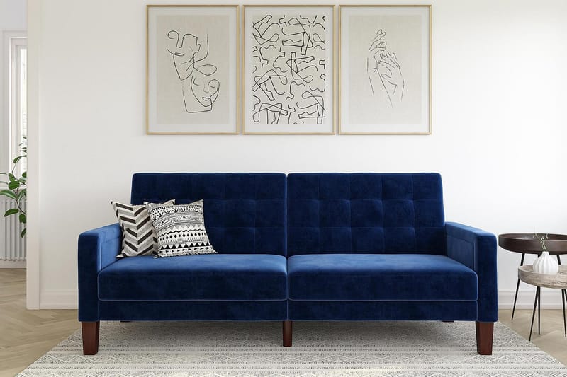 Porter 2-seters Sovesofa Fløyel/Blå - Dorel Home - Møbler - Sofaer - Sovesofaer - Langsgående sovesofa