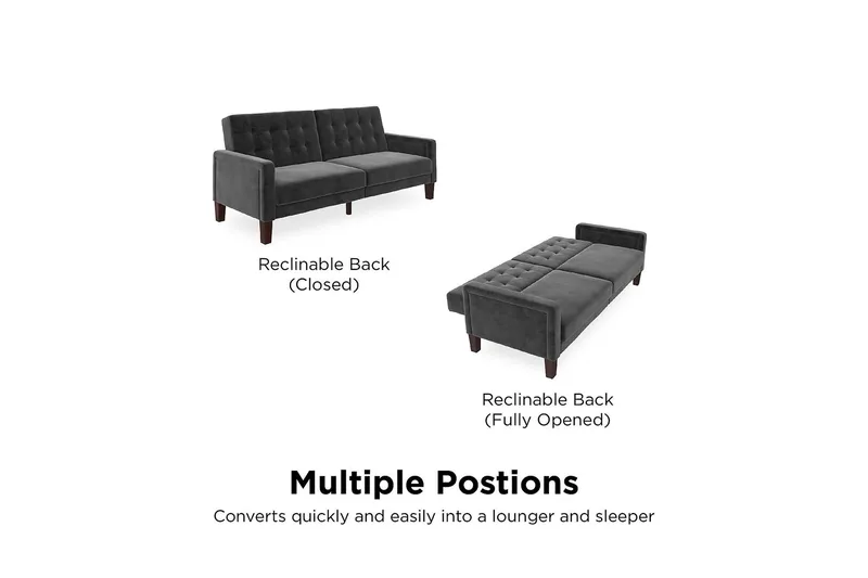 Porter 2-seters Sovesofa Fløyel/Grå - Dorel Home - Møbler - Sofaer - Sovesofaer - Langsgående sovesofa