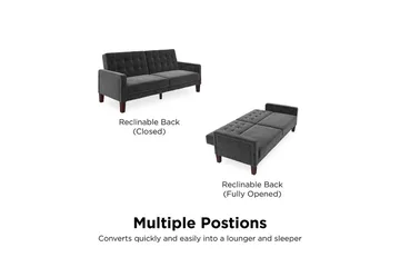 Porter 2-seters Sovesofa Fløyel/Grå - Dorel Home - Møbler - Sofaer - Sovesofaer - 2 seters sovesofa