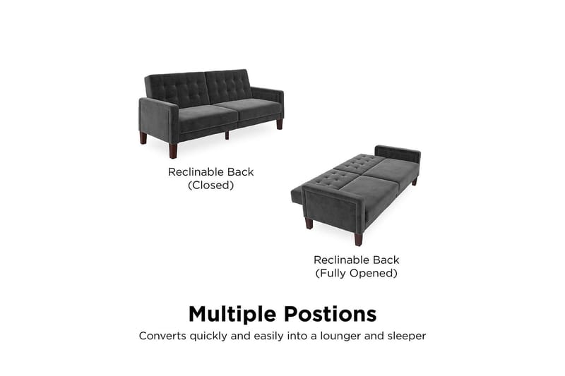 Porter 2-seters Sovesofa Fløyel/Grå - Dorel Home - Møbler - Sofaer - Sovesofaer - 2 seters sovesofa